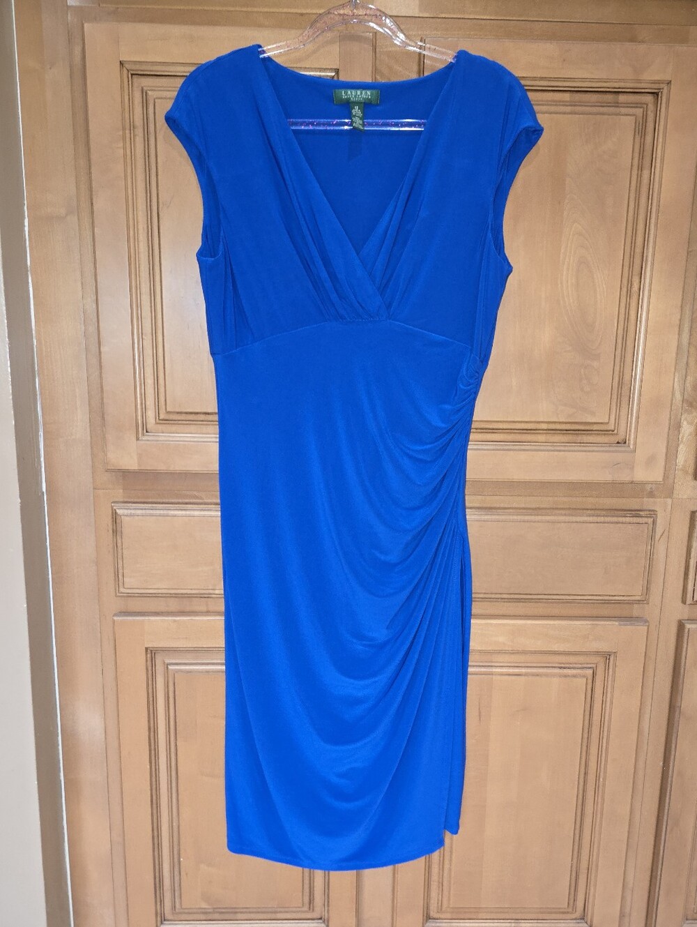 Lauren Ralph Lauren Cobalt Faux-Wrap Sheath Dress